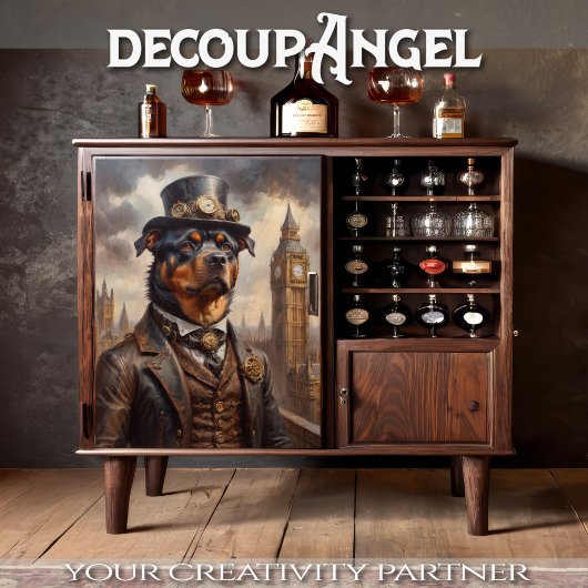 Rottweiler in London - Decoupage - Seidenpapier