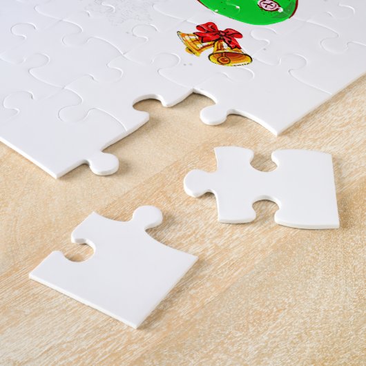 Rottweiler in Socken Weihnachten Weihnachtsmannmüt Puzzle (Seite)