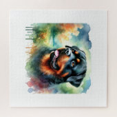 Rottweiler in watercolor 241024AREF144 - Watercolo Puzzle (Horizontal)