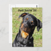 Rottweiler Just Sayin' Hi Postcard Postkarte (Vorne/Hinten)
