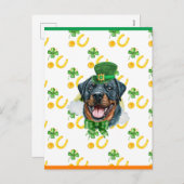 Rottweiler Kleeblatt St. Patricks Day Feiertagspostkarte (Vorne/Hinten)