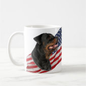 Rottweiler Kopf und amerikanische Flagge Kaffeetasse (Links)