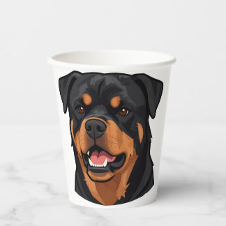 Rottweiler Kopfporträt Pappbecher