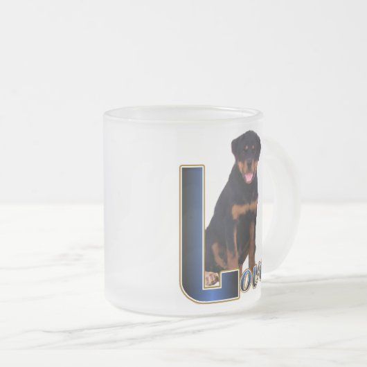 Rottweiler Kunstgeschenke Mattglastasse (VorderseiteRechts)