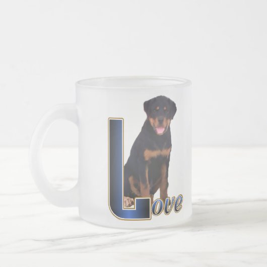 Rottweiler Kunstgeschenke Mattglastasse (Links)
