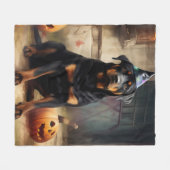 Rottweiler Kürbisse Halloween Gruselig Fleecedecke (Vorderseite (Horizontal))