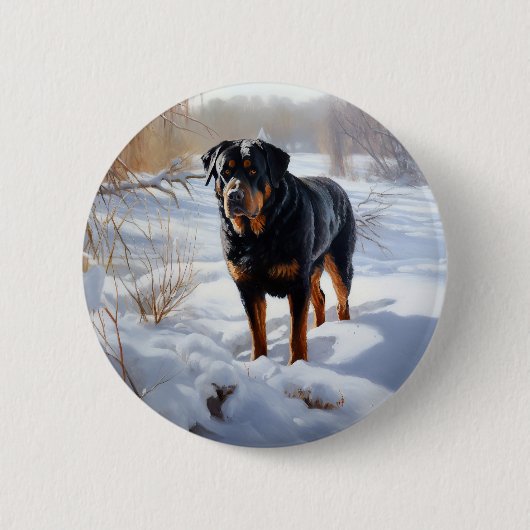 Rottweiler lässt es Weihnachten schneien Button (Vorderseite)