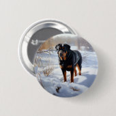 Rottweiler lässt es Weihnachten schneien Button (Vorne & Hinten)