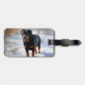 Rottweiler lässt es Weihnachten schneien Gepäckanhänger (Rückseite horizontal)
