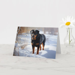 Rottweiler lässt es Weihnachten schneien Karte