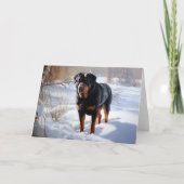 Rottweiler lässt es Weihnachten schneien Karte (Vorderseite)