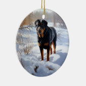 Rottweiler lässt es Weihnachten schneien Keramik Ornament (Rechts)