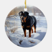 Rottweiler lässt es Weihnachten schneien Keramik Ornament (Hinten)