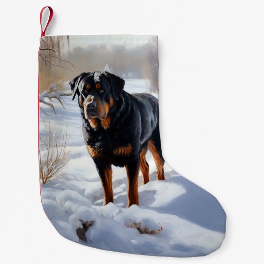 Rottweiler lässt es Weihnachten schneien Kleiner Weihnachtsstrumpf (Vorderseite)