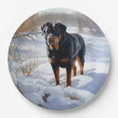 Rottweiler lässt es Weihnachten schneien Pappteller (Vorderseite)