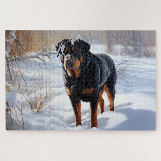 Rottweiler lässt es Weihnachten schneien Puzzle (Horizontal)
