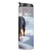 Rottweiler lässt es Weihnachten schneien Thermosbecher (Nach rechts gedreht)