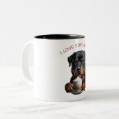 Rottweiler Latte Zweifarbige Tasse (Vorderseite Links)