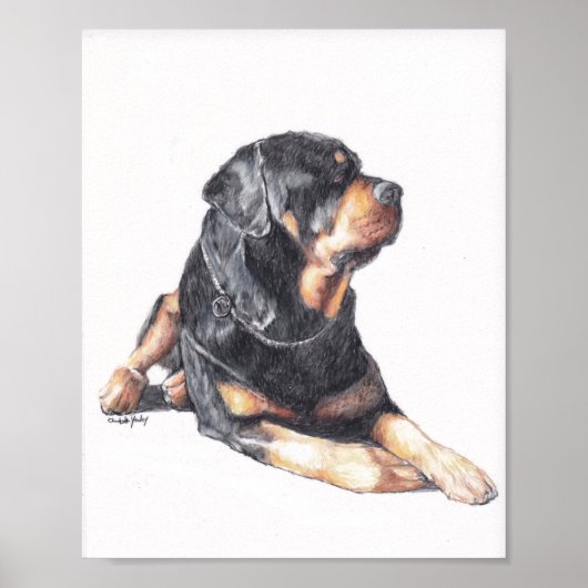 Rottweiler Lay Dog Art Print Poster (Vorne)
