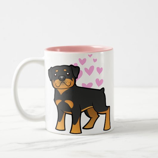 Rottweiler Liebe Zweifarbige Tasse (Links)