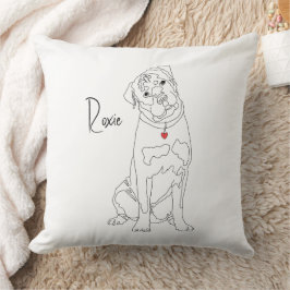 Rottweiler-Linienkunst mit Namen Kissen