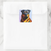 Rottweiler-Malerei Quadratischer Aufkleber (Tasche)