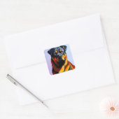 Rottweiler-Malerei Quadratischer Aufkleber (Umschlag)