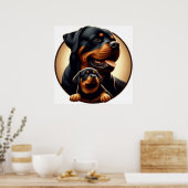 Rottweiler Mama und Welpe 03 5000X Poster (Küche)