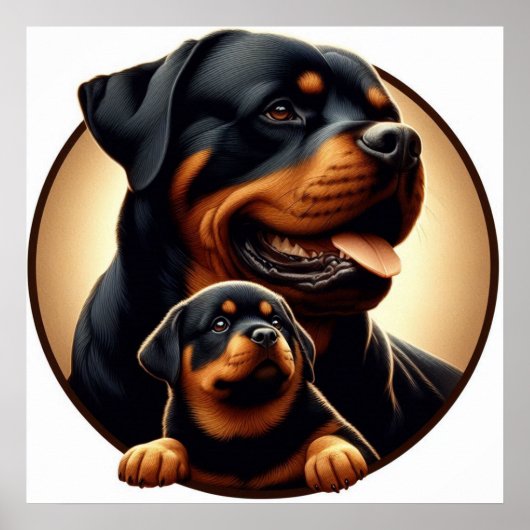 Rottweiler Mama und Welpe 03 5000X Poster (Vorne)