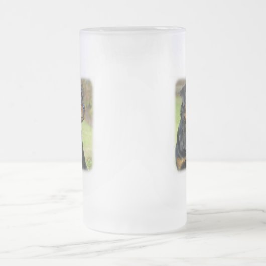 Rottweiler Mattglas Bierglas (Mittel)