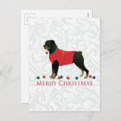 Rottweiler Merry Christmas Design Feiertagspostkarte (Vorne/Hinten)