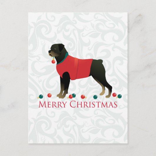 Rottweiler Merry Christmas Design Feiertagspostkarte (Vorderseite)