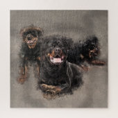 Rottweiler - Metzgerhund Digital Kunst Puzzle (Vertikal)