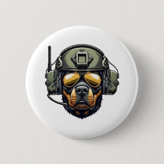 Rottweiler Militärdesign Button (Vorderseite)