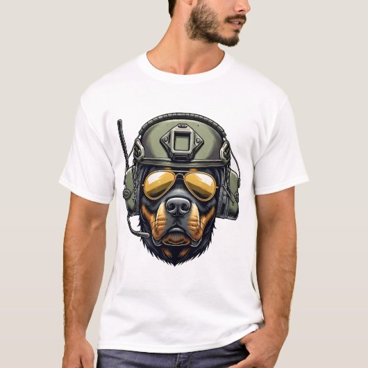 Rottweiler Militärdesign T-Shirt (Vorderseite)