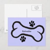Rottweiler mit Bone N Pawprint Design Postkarte (Vorne/Hinten)