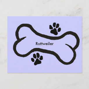 Rottweiler mit Bone N Pawprint Design Postkarte