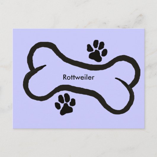Rottweiler mit Bone N Pawprint Design Postkarte (Vorderseite)
