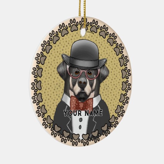 Rottweiler mit Brillen Keramik Ornament (Rechts)