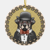 Rottweiler mit Brillen Keramik Ornament (Vorne)