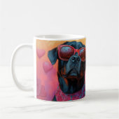 Rottweiler mit Herz-Rose Valentinstag Kaffeetasse (Links)