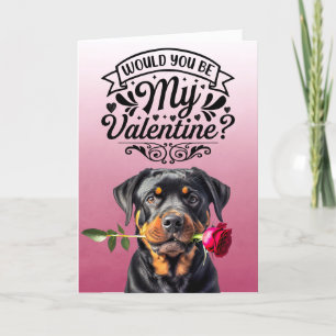 Rottweiler mit Rose Benutzerdefinierter Valentinst Feiertagskarte