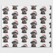 Rottweiler mit Santa-Mütze Geschenkpapier (Flach)