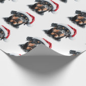 Rottweiler mit Santa-Mütze Geschenkpapier (Ecke)