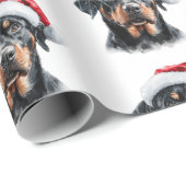 Rottweiler mit Santa-Mütze Geschenkpapier (Rolleneckpunkt)