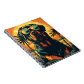 Rottweiler mit Sonnenbrille am Strand Notizblock (Rechte Seite)