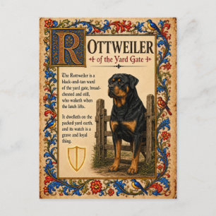 Rottweiler, mittelalterliche Bestiarien-Kunst Postkarte