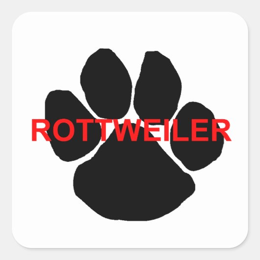 Rottweiler-Namenspfote Quadratischer Aufkleber (Vorderseite)
