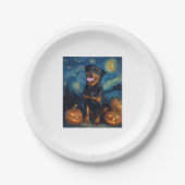 Rottweiler Niedlich Hund Halloween Kürbislaterne P Pappteller (Vorderseite)