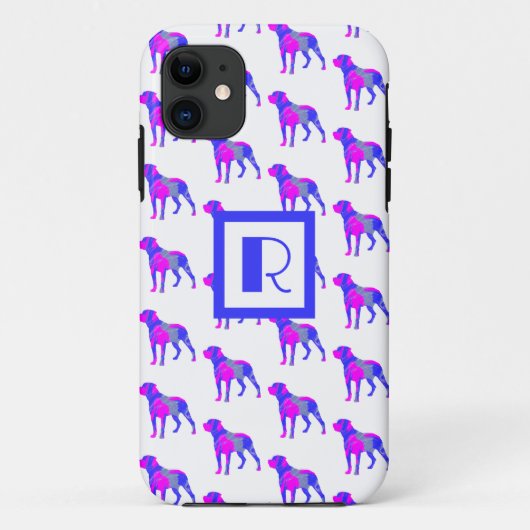 Rottweiler Niedlich Hunde Silhouette Rosa Monogram Case-Mate iPhone Hülle (Rückseite)